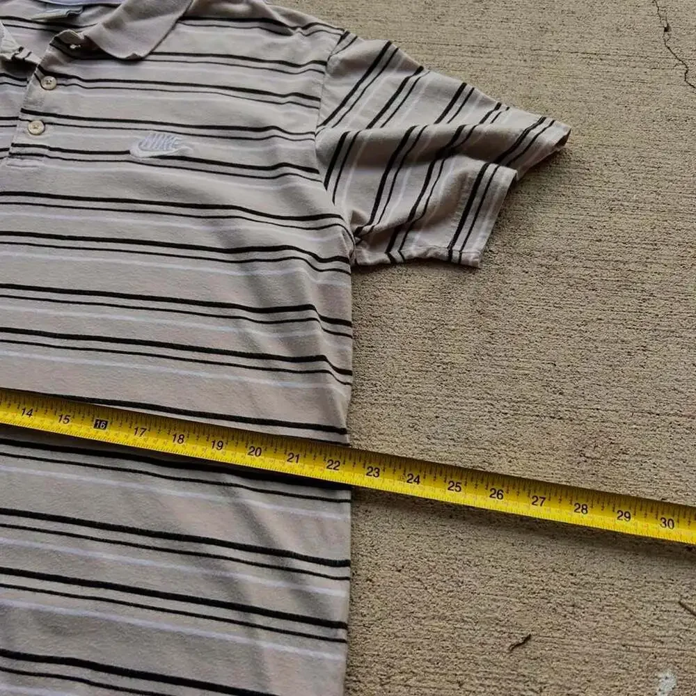 Nike Y2K Retro Striped Polo Shirt Large Gray Black Golf Preppy